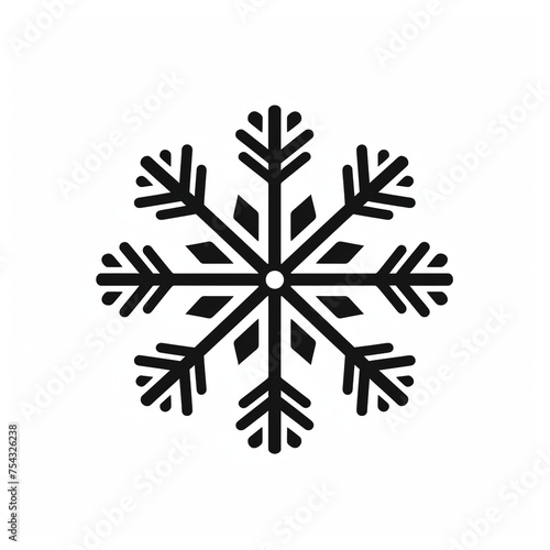 snowflake black icon on a white background in minimalism сreated with Generative Ai