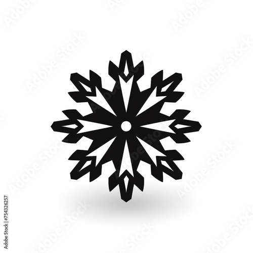 snowflake black icon on a white background in minimalism сreated with Generative Ai