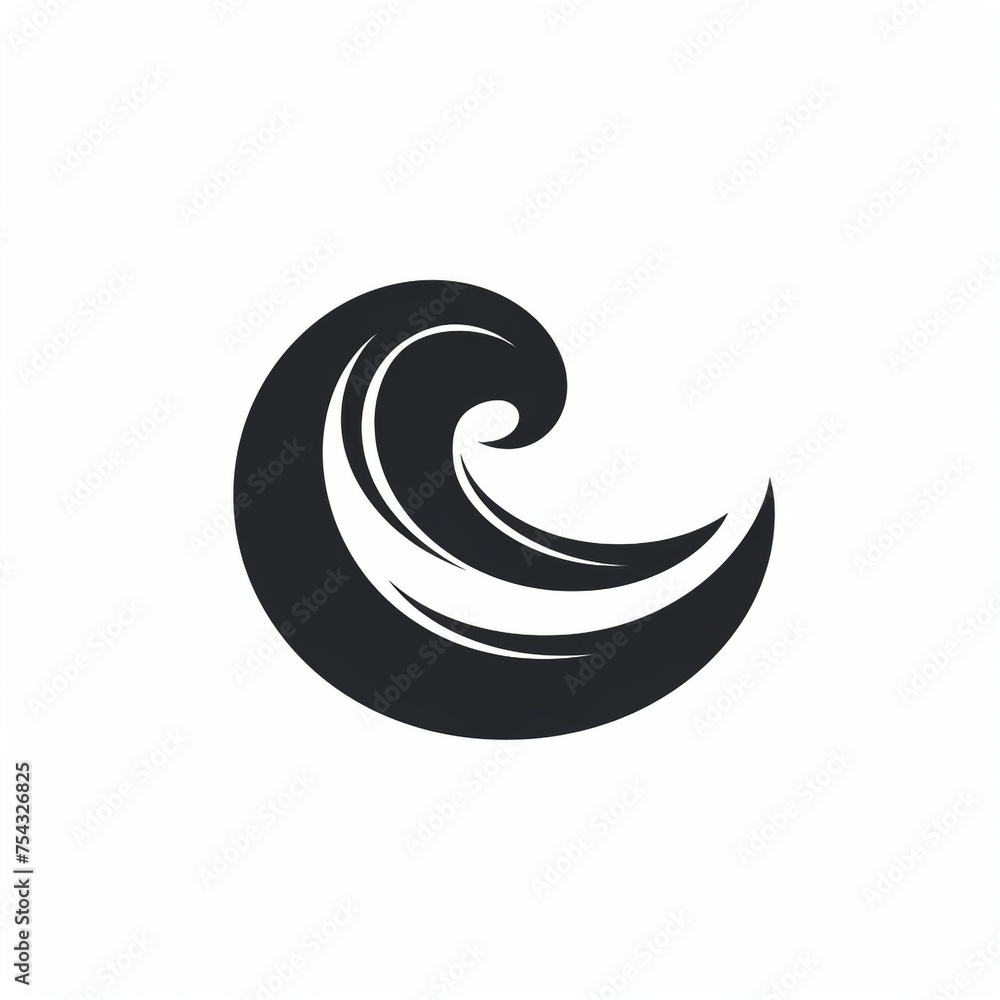 wave black icon on a white background in minimalism сreated with Generative Ai wave black icon on a white background in minimalism сreated with Generative Ai