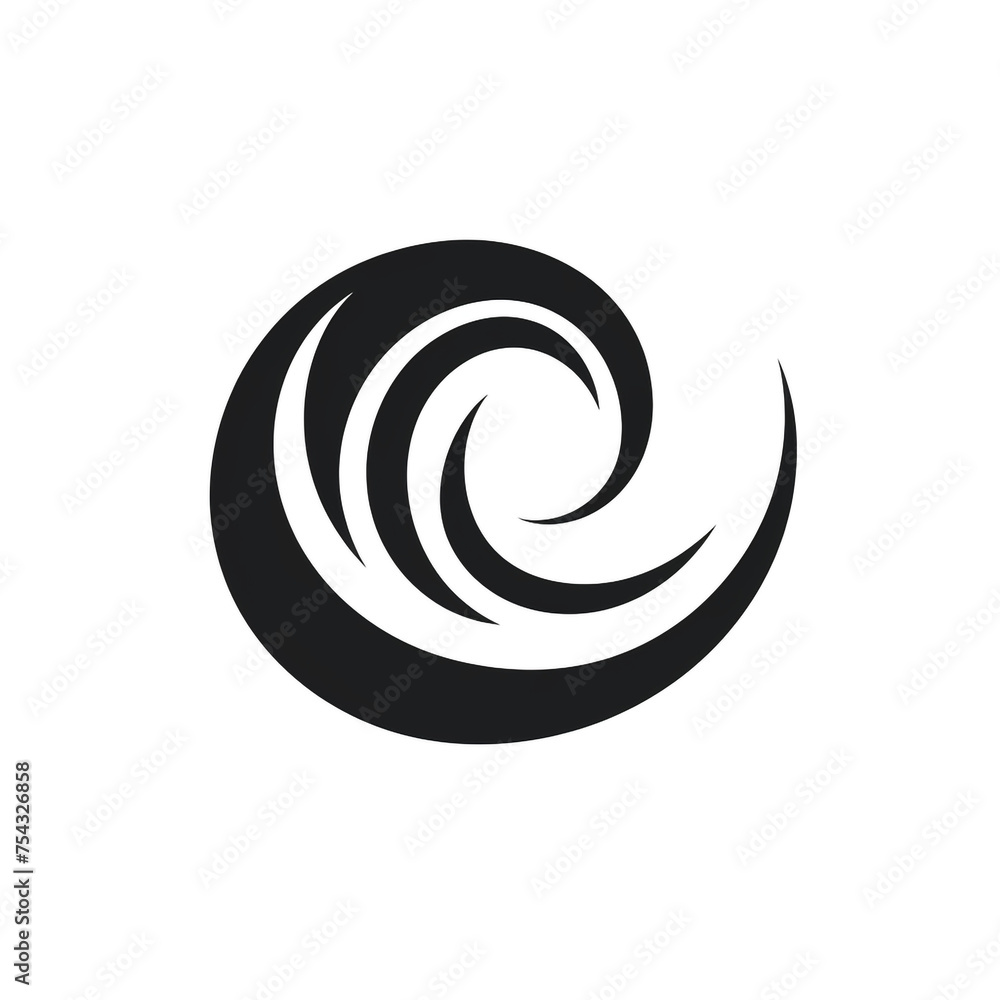 wave black icon on a white background in minimalism сreated with Generative Ai wave black icon on a white background in minimalism сreated with Generative Ai