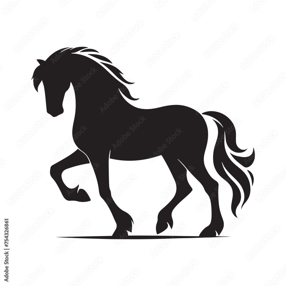 Obraz premium Equestrian Elegance: Vector Horse Silhouette Collection for Equine Designs, Equestrian Illustrations, and Western-themed Artwork. Black Horse vector.