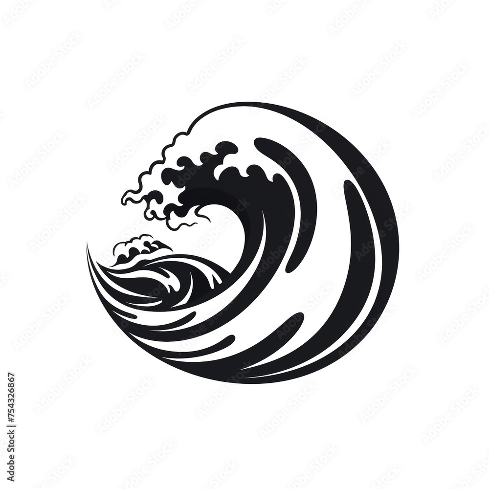Fototapeta premium wave black icon on a white background in minimalism сreated with Generative Ai