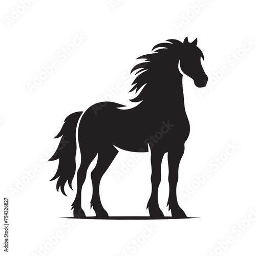 Equestrian Elegance: Vector Horse Silhouette Collection for Equine Designs, Equestrian Illustrations, and Western-themed Artwork. Black Horse vector.