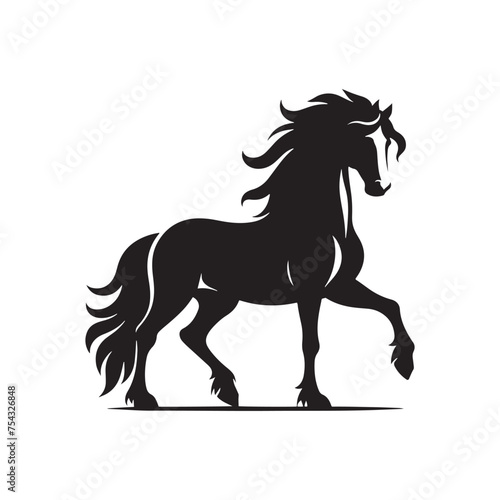 Fototapeta Naklejka Na Ścianę i Meble -  Equestrian Elegance: Vector Horse Silhouette Collection for Equine Designs, Equestrian Illustrations, and Western-themed Artwork. Black Horse vector.