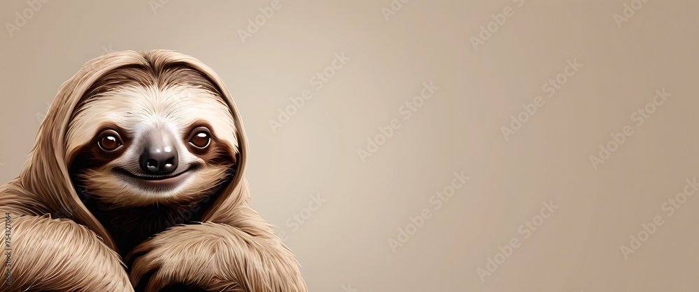 a sloth on a beige background. for a postcard a sloth on a beige background. for a postcard