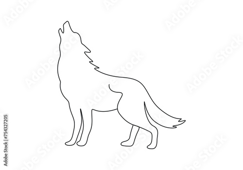 Wolf continuous one line drawing vector illustration. Pro vector
