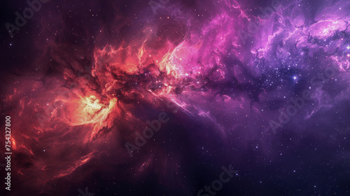 A colorful galaxy with a purple and red swirl