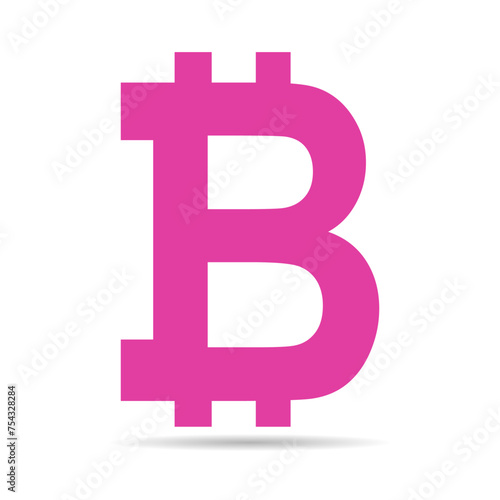 Bitcoin web coin shadow, internet electronic crypto design symbol, digital pay vector illustration