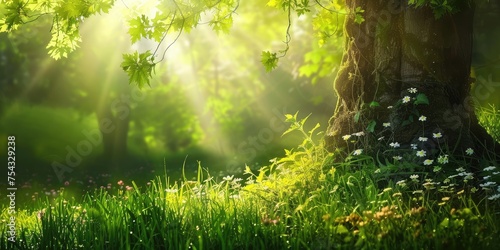 sunlight in a green forest © Classy designs