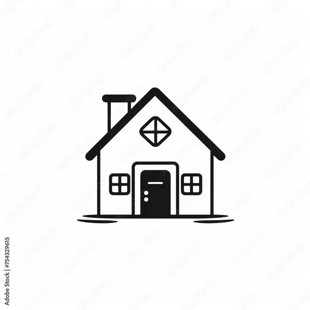 house black icon on a white background in minimalism сreated with Generative Ai house black icon on a white background in minimalism сreated with Generative Ai
