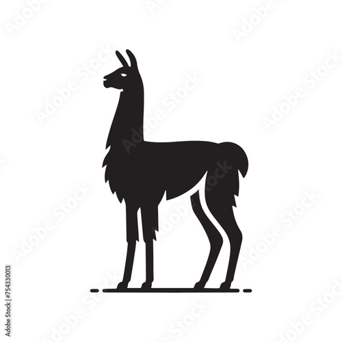 South American Serenity  Vector Llama Silhouette Collection for Andean Designs  Wildlife Illustrations  and Nature-themed Artwork. Black vector llama.