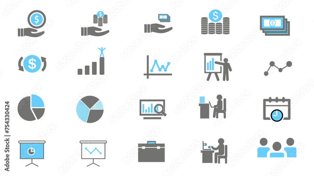 Presentation Icons Set. Business training and workshop excellent icons Presentation Icons Set. Business training and workshop excellent icons