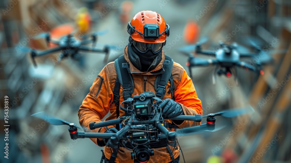 Professional Drone Operator Piloting Quadcopter Professional Drone Operator Piloting Quadcopter