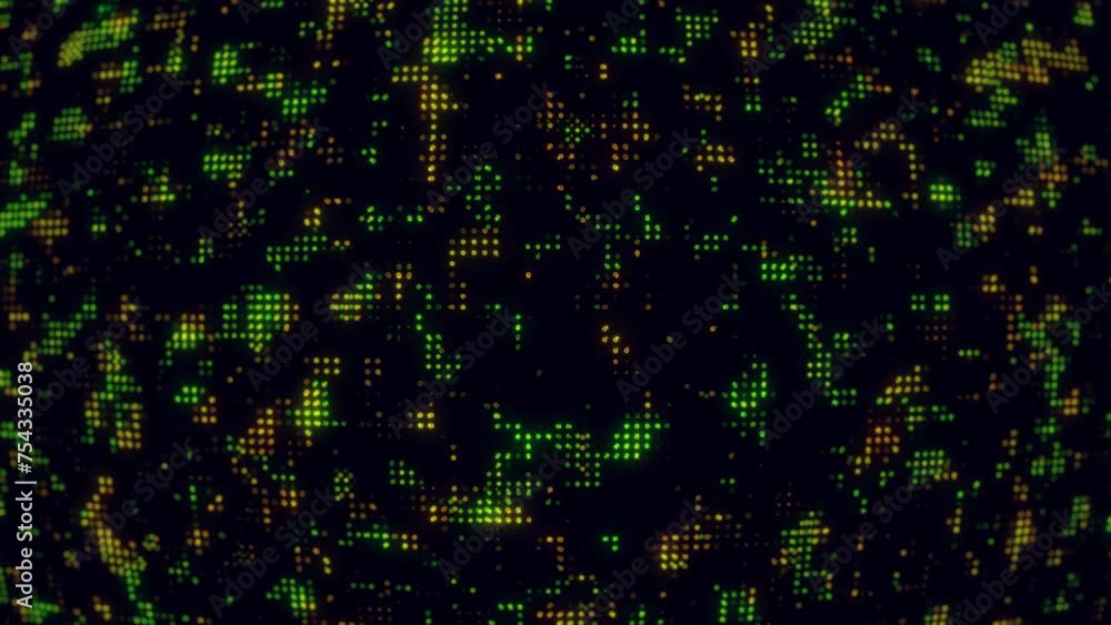Animated technological background with randomly glowing dots and fading out. 4K. Animated technological background with randomly glowing dots and fading out. 4K.