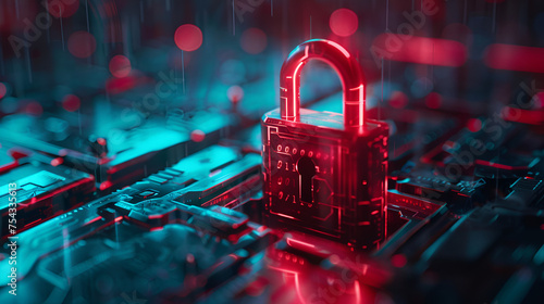 Cybersecurity Padlock Digital Lock background, generative ai