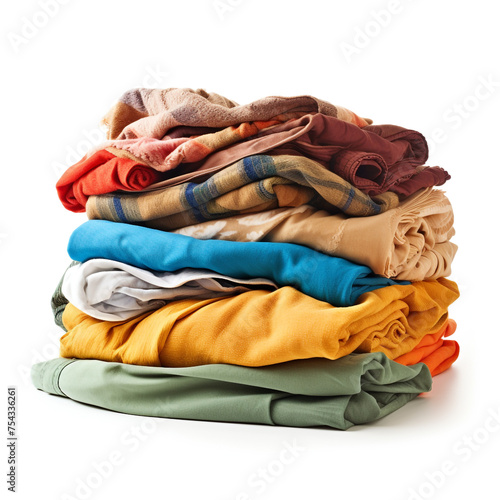 pile of folded clothes on a white background сreated with Generative Ai