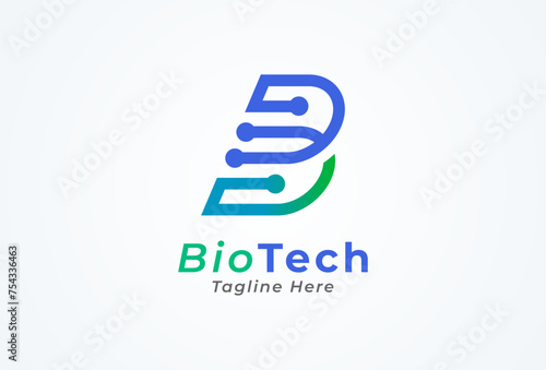 Letter B Technology Logo. letter B with tech style logo design inspiration. Flat Vector Logo Design. vector illustration