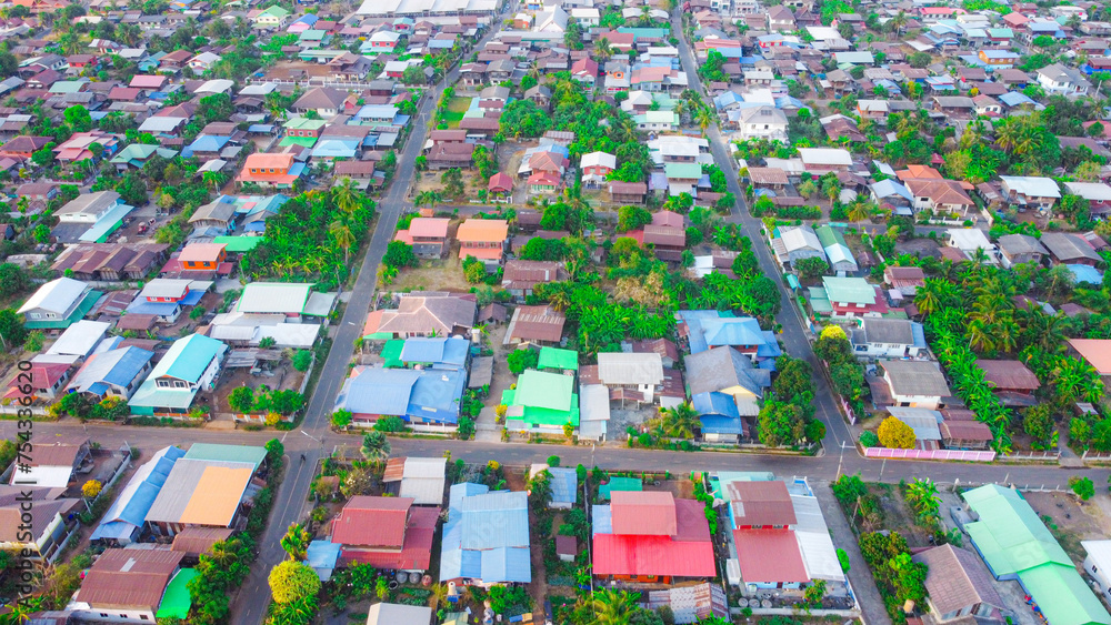 Top view of the provinces in Thailand. Taken from a drone. Bird's-eye view. Top view of the provinces in Thailand. Taken from a drone. Bird's-eye view.