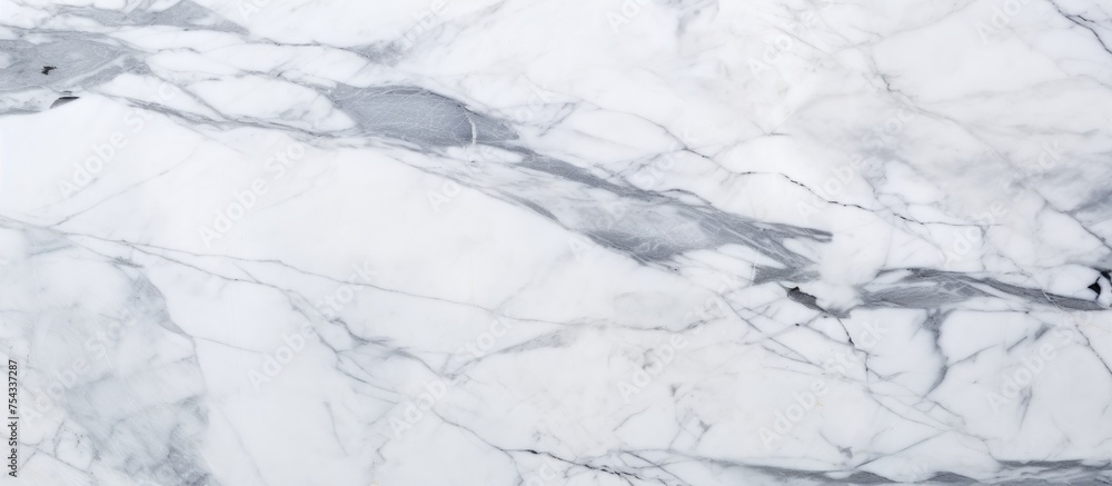 Detailed view of a white marble texture, showcasing intricate veins and patterns characteristic of this natural stone. The smooth surface reflects light, creating a luxurious and elegant appearance. Detailed view of a white marble texture, showcasing intricate veins and patterns characteristic of this natural stone. The smooth surface reflects light, creating a luxurious and elegant appearance.