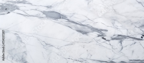 Detailed view of a white marble texture, showcasing intricate veins and patterns characteristic of this natural stone. The smooth surface reflects light, creating a luxurious and elegant appearance.