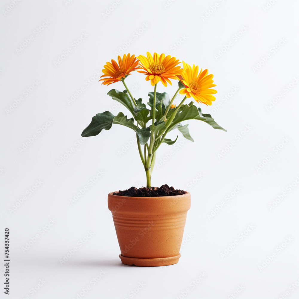 flower in a pot on a white background сreated with Generative Ai flower in a pot on a white background сreated with Generative Ai
