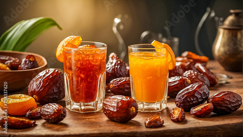 Date fruits and drinks for those who fast in the month of Ramadan