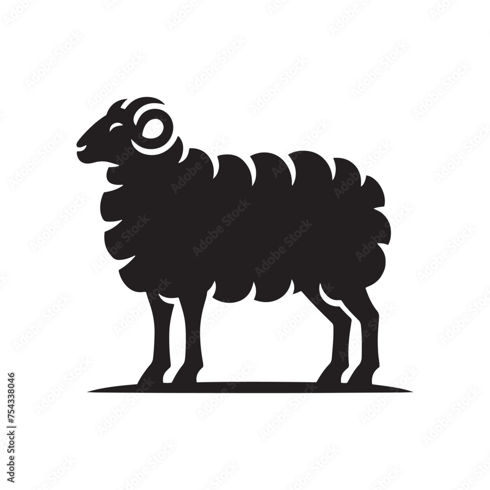 Obraz premium Pastoral Peace: Vector Sheep Silhouette Collection for Farmyard Designs, Livestock Illustrations, and Countryside-themed Artwork.