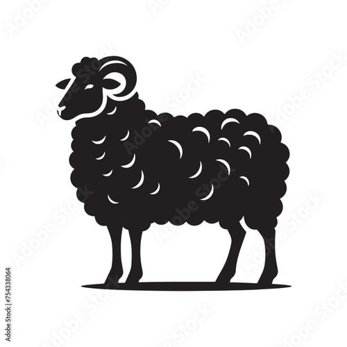 Pastoral Peace: Vector Sheep Silhouette Collection for Farmyard Designs, Livestock Illustrations, and Countryside-themed Artwork.
