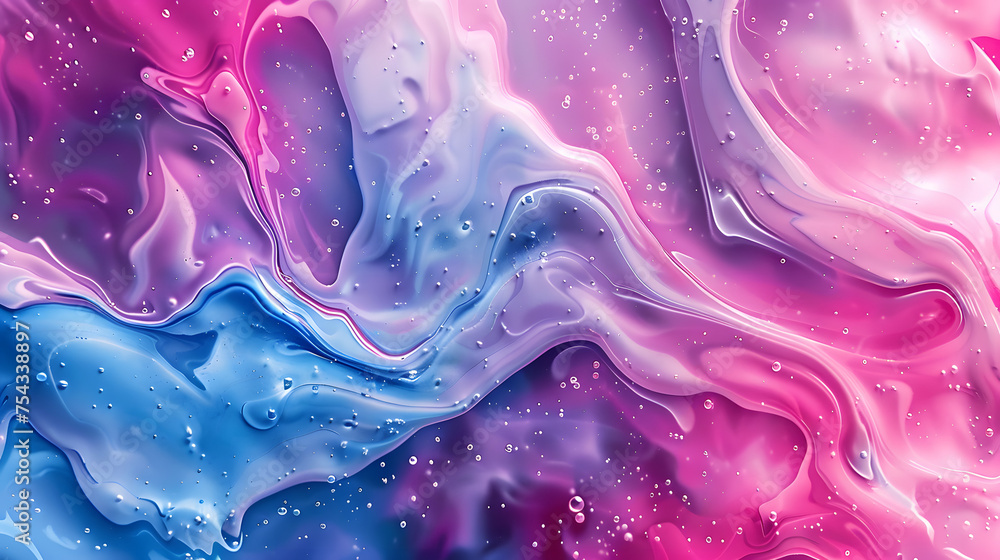 Fototapeta premium Blue and violet colours. Liquid paints on wet paper. Beautiful grunge texture for card, poster, invitation. Unusual abstract illustration. Horizontal image. Marble background.