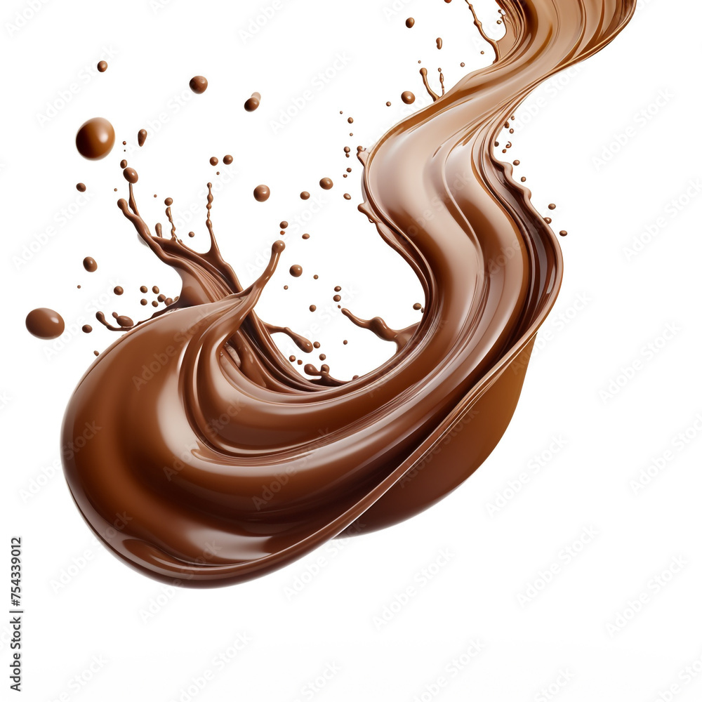 chocolate flowing on a white background сreated with Generative Ai chocolate flowing on a white background сreated with Generative Ai