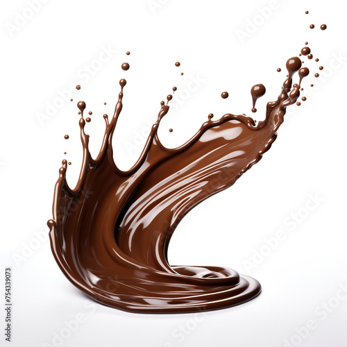 chocolate flowing on a white background сreated with Generative Ai