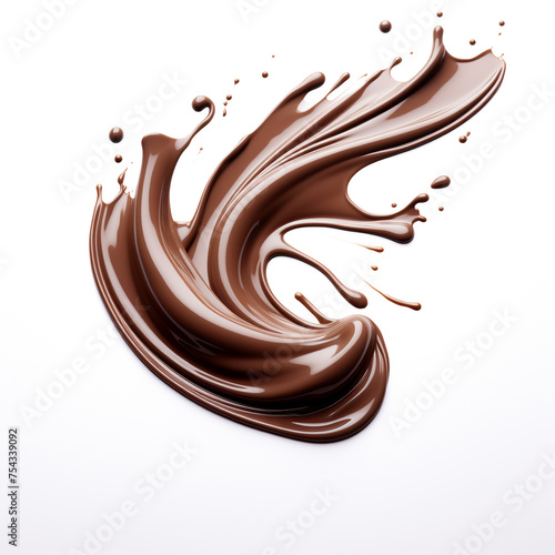 chocolate flowing on a white background сreated with Generative Ai