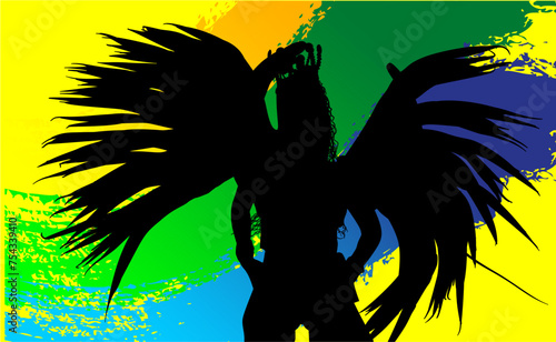 samba, baile, brasil, danza, carnaval, silueta, color, vector, pegatina, plumas, traje, ilustracion, angel, diablo	
