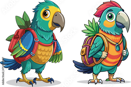 Colorful Tourism Symbolic Backpacker Parrots photo