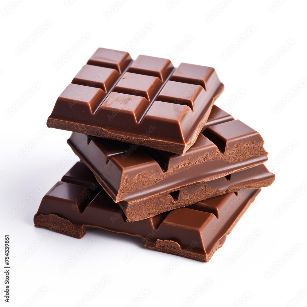 piece of chocolate on a white background сreated with Generative Ai piece of chocolate on a white background сreated with Generative Ai