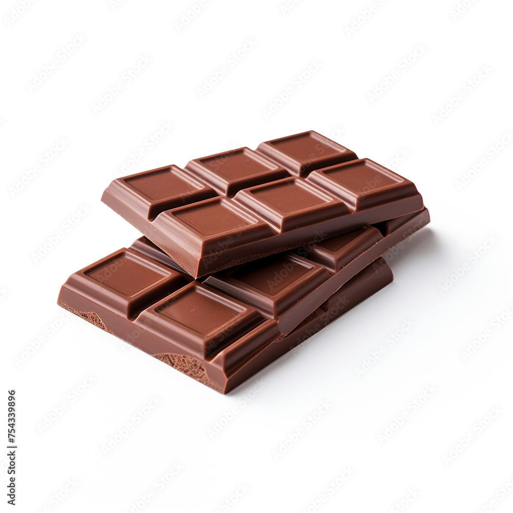 piece of chocolate on a white background сreated with Generative Ai piece of chocolate on a white background сreated with Generative Ai
