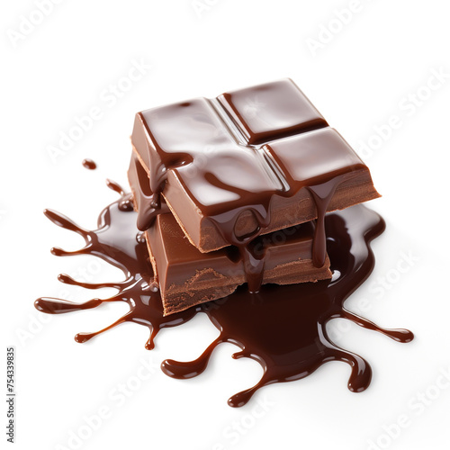 piece of chocolate on a white background сreated with Generative Ai