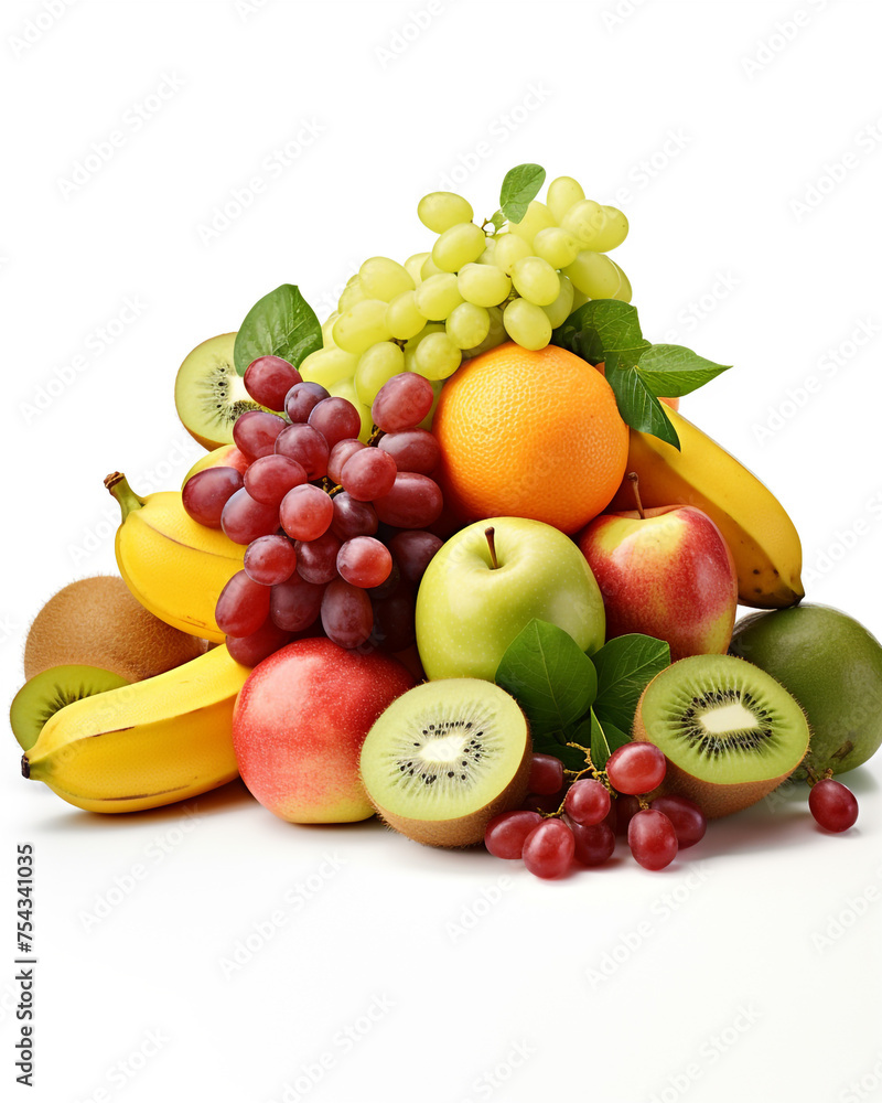 fresh fruit on a white background сreated with Generative Ai fresh fruit on a white background сreated with Generative Ai