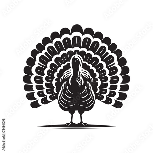 Gobble Guardians: Vector Turkey Silhouette Collection for Thanksgiving Designs, Wildlife Illustrations, and Autumn-themed Artwork. Black turkey vector.