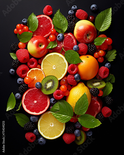 fresh fruit on a white background сreated with Generative Ai © Andrii Yablonskyi