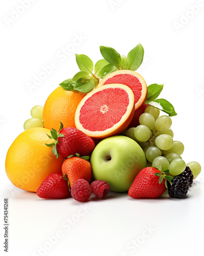 fresh fruit on a white background   reated with Generative Ai