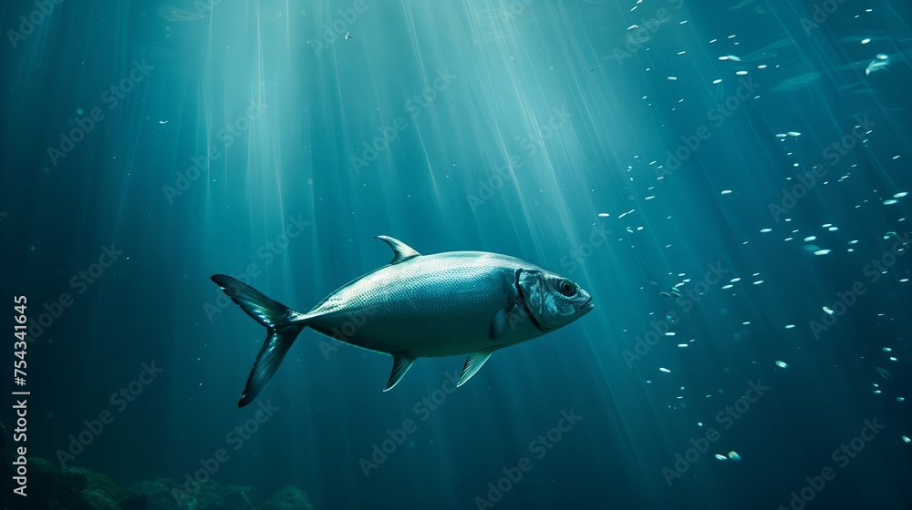 Naklejka premium Large Fish Swimming in the Ocean