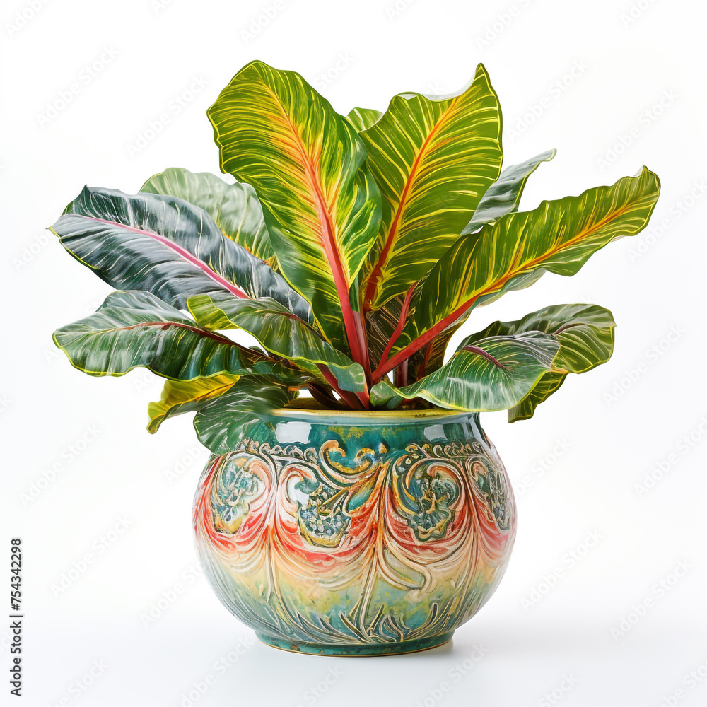 exotic plant in a pot on a white background сreated with Generative Ai exotic plant in a pot on a white background сreated with Generative Ai