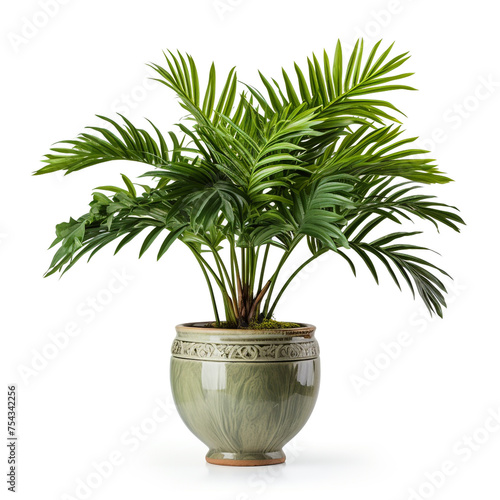 exotic plant in a pot on a white background   reated with Generative Ai