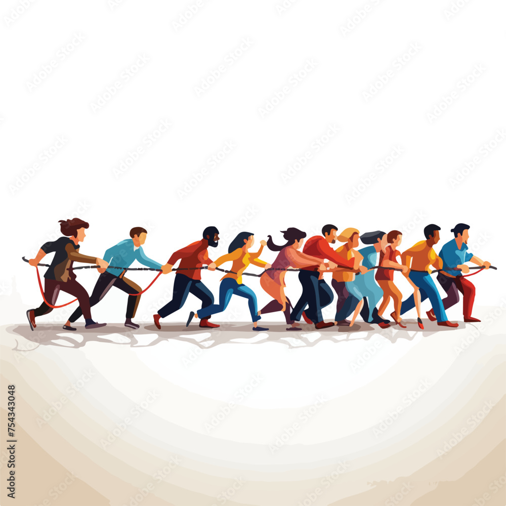 A tug of war competition with strong teams vector clipart