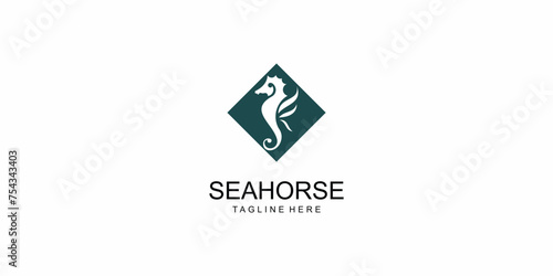 Simple seahorse logo design with unique concept| premium vector