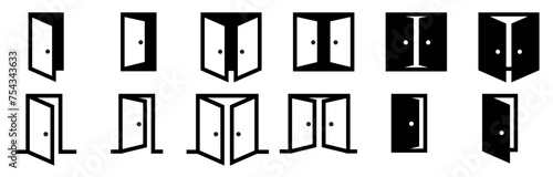 door open icon symbol black isolated vector