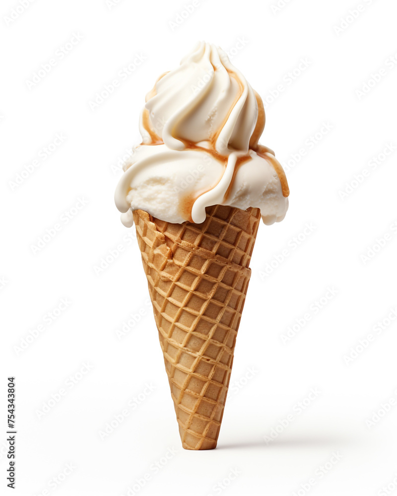 ice cream cone on white background сreated with Generative Ai ice cream cone on white background сreated with Generative Ai