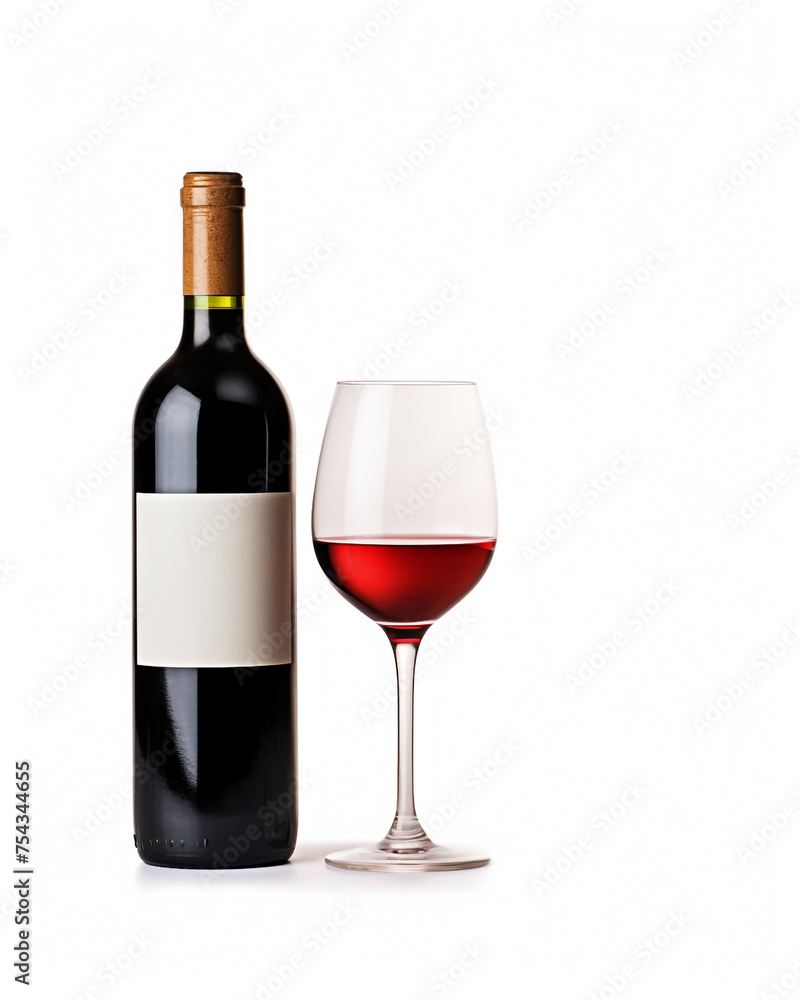 bottle of wine on a white background сreated with Generative Ai bottle of wine on a white background сreated with Generative Ai