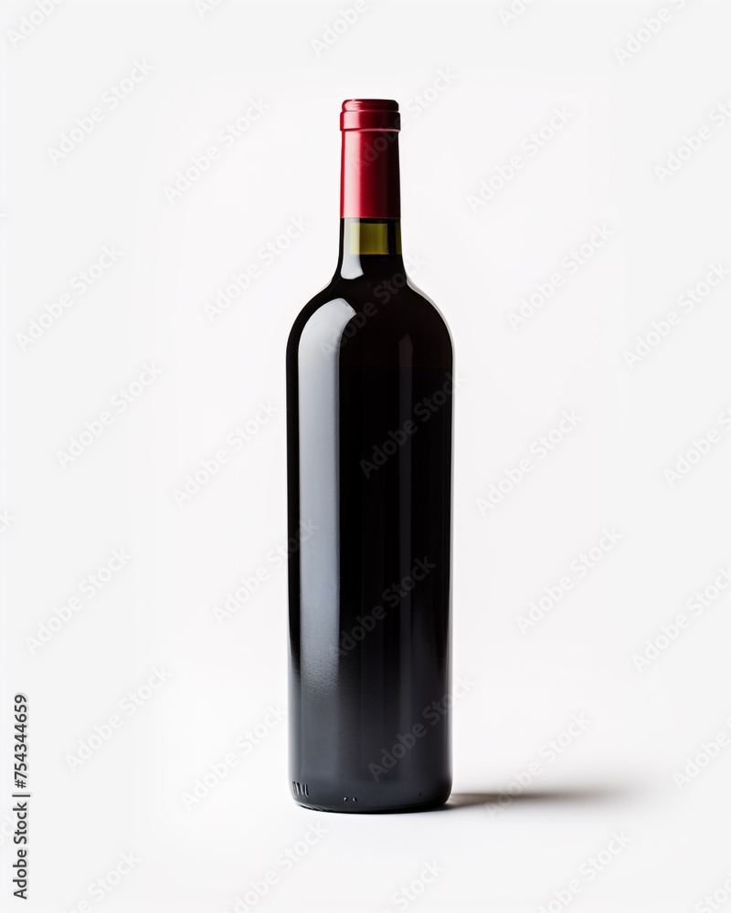 bottle of wine on a white background сreated with Generative Ai bottle of wine on a white background сreated with Generative Ai